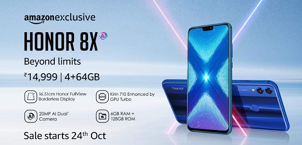 India Desire : Honor 8X Amazon Price Starts @Rs 14999: Buy Now On Open Sale, Launch Date, Specifications & Buy Online In India